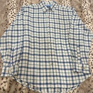 IZOD Men's Plaid Linen-blen Button-up